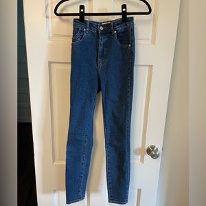 Rollas high waisted dark blue skinny jeans size 24